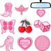8 Pcs Scented Hanging Oil Car Freshener Preppy Air Car Freshener Ornaments Pink Car Air Freshener Slice Essential Pendant Scented Diffuser for Car Interior Accessories Home Valentine Gift(Cherry)