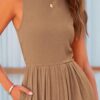 PRETTYGARDEN Womens Summer Jumpsuits Dressy Casual One Piece Outfits Sleeveless Mock Neck Wide Leg Pants Rompers with Pockets
