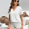 T Shirts Short Sleeve V Neck Tees Womens Fashion Tops Trendy Lightweight Soft 2025 Casual Summer Spring Outfits