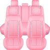 Pink Bling Car Seat Covers Full Set | Cute Girly Faux Leather Seat Covers for Women | Universal Fit for Most Cars