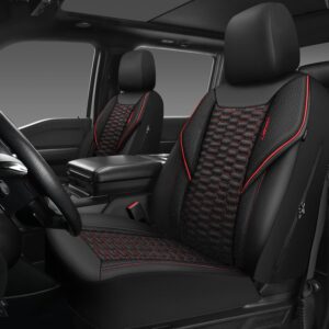 CAR PASS 3D Foam Mesh Leather Car Seat Covers Front Seats, Air Cool Mesh Front Seat Covers for Car, Universal Fit for SUV Truck Sedan Automotive, Armrest Airbag Compatible,Black and Red