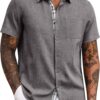 COOFANDY Men's Button Down Shirts Short Sleeve Casual Shirts Summer Beach Shirts Vacation Wedding Shirts with Pocket