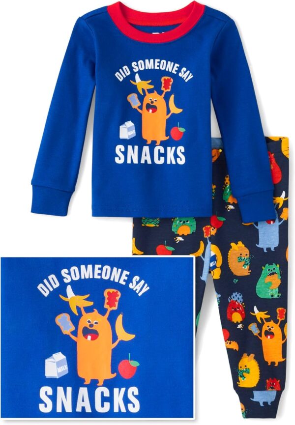 The Children's Place Baby Boys' and Toddler Long Sleeve Top and Pants Snug Fit 100% Cotton 2 Piece Pajama Set