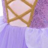 Princess Dresses Girls Halloween Christmas Dress up Costume Purple Party Princess Costume for Girls Age 3-10