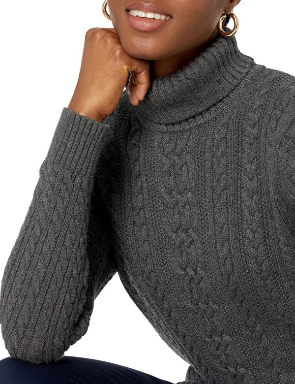 Amazon Essentials Women's Fisherman Cable Turtleneck Sweater (Available in Plus Size)