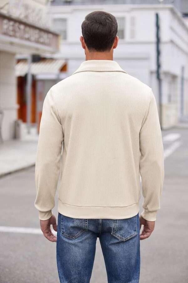 COOFANDY Men's Quarter Zip Up Pullover Slim Fit Mock Neck Long Sleeve Sweaters Casual Corduroy Polo Sweatshirt